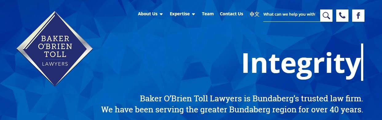Law Firm website Bundaberg – Baker O’Brien Toll Lawyers