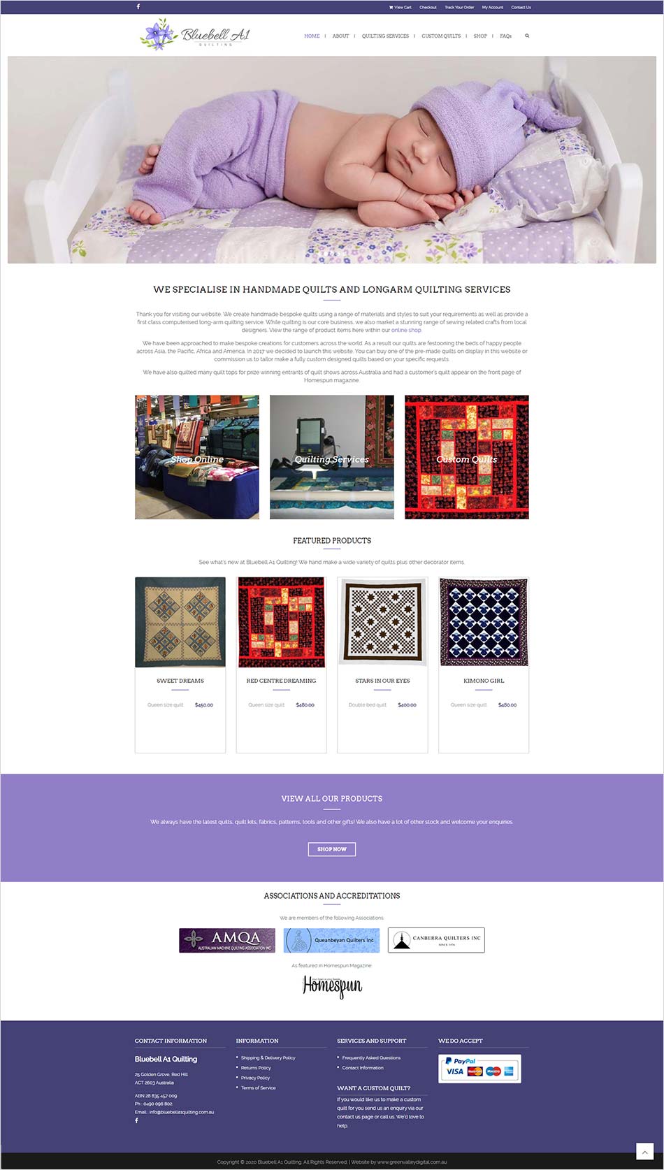 Quilting Business - website home page design