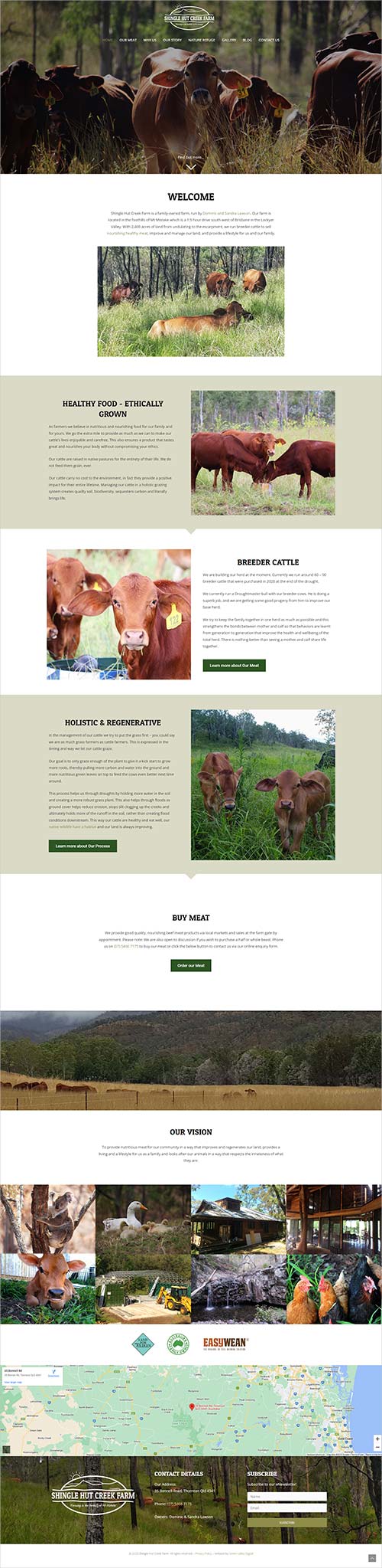 Farm business website - home page design